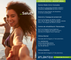 Més informació sobre l'article Horaris d’estiu de 2024 als diferents centres d’Atlàntida