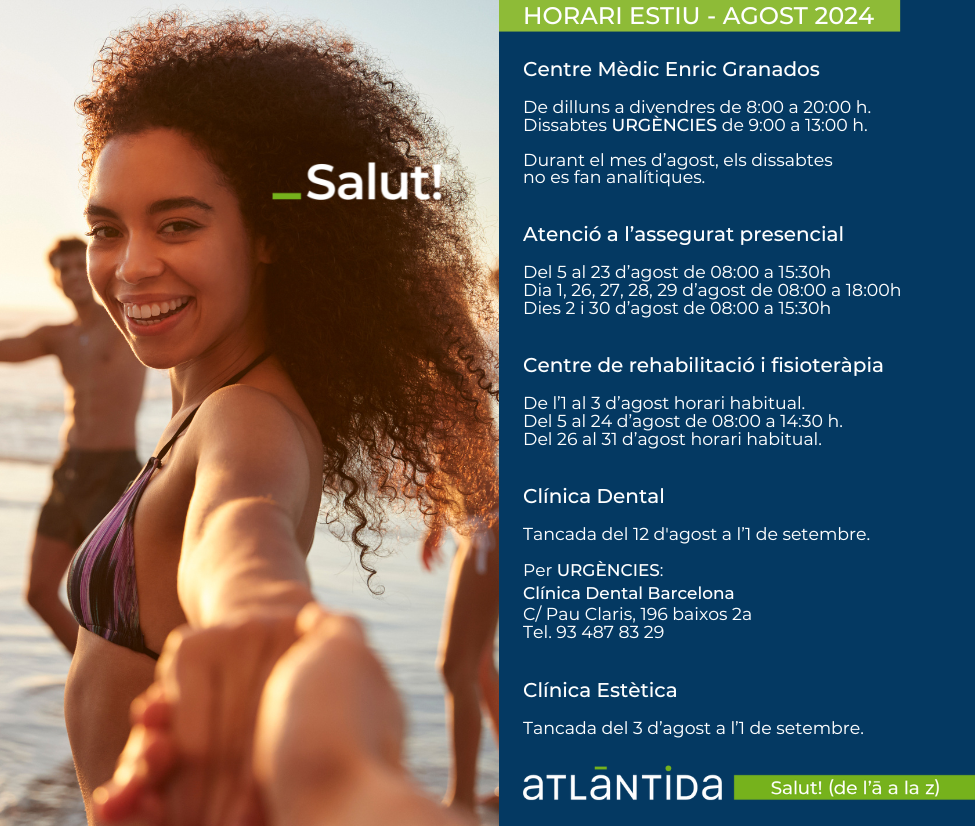 Actualment esteu veient Horaris d’estiu de 2024 als diferents centres d’Atlàntida